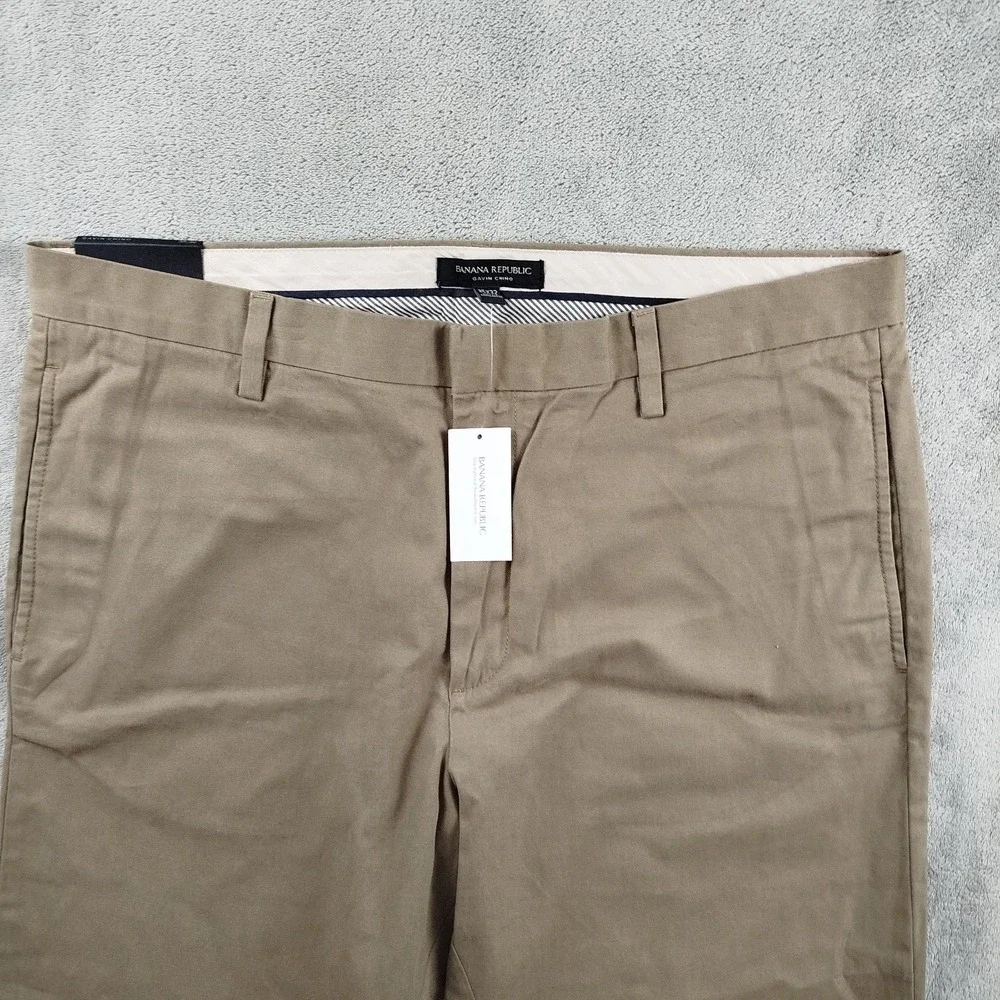 NWT Banana Republic Gavin Chino Pants Mens‎ 35x32 Olive Green Straight Fit
